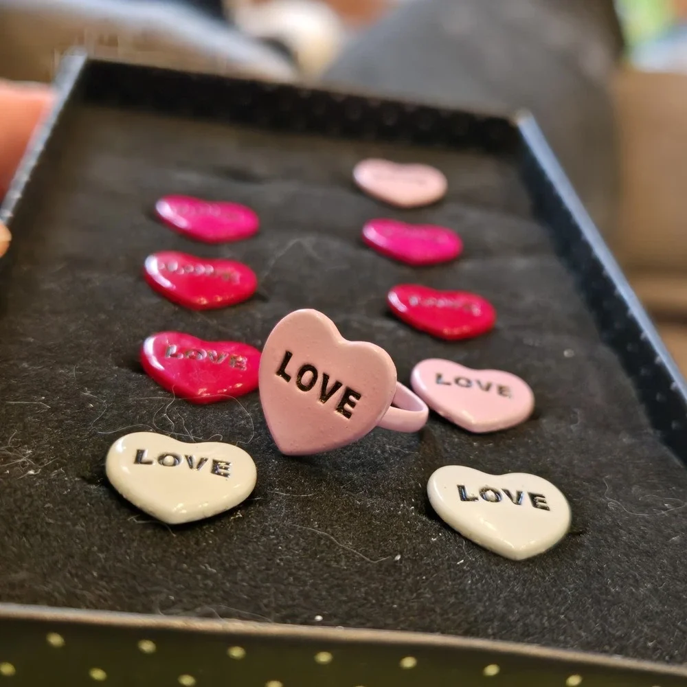 10 Pc Piece Girls Valentine Love Heart Rings Paparazzi Adjustable Kids Rings‎